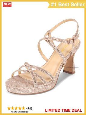 Rhinestone Strappy Platform High Heel Sandals Open Toe Ankle Strap